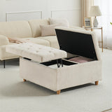 Garvee Sherpa Storage Ottoman Coffee Table with Lift Top, Sherpa Fabric Tufted Upholstered Ottoman with Storage, Large Square Storage Ottoman Bench for Bedroom Living Room(Sherpa, White) - White