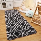 Garvee Runner Rug 2x6 Shag Rug for Living Room Shaggy Rug Kids Rug Plush Rug Geometric Carpet Bedroom Fluffy Rug Bedside Rug Soft Rug Non Skid Rug Modern Area Rug for Nursery Dorm - Black