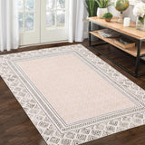 Garvee Area Rugs 9x12, Washable Rug, Foldable Rug for Bedroom Non Shedding Living Room Ruganti-Slip Rubber,Easy Care, Pearl Velvet Printed Carpet for Home Decor Dining Room Creative Streak Pattern,Beige - Beige