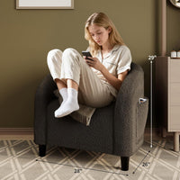 Garvee Accent Barrel Chair Boucle Club Chair with Sherpa Upholstery, Ergonomic Support, Durable Plastic Legs, Easy Assembly, for Living Room Bedroom, Dark Gray