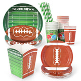 Garvee 125 Pcs Football Plates and Napkins Set Serve 25, Football Disposable Tableware Set, Football Decorations Includes Plates, Cups, Snack Bowls, Straws - style-6