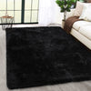 Garvee Fluffy & Sheepskin Pure Black 8x10 Shaggy Plush Rug, Non-Slip Furry Modern Accent for Bedroom Living Room