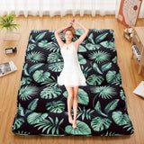 Garvee Foldable Japanese Futon Mattress, Full Size Floral Print Japanese Style Floor Mattress Roll Up, Tatami Mat, Camping Mattress Pad, Green Leaf - Floral-Green Leaf