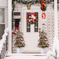 Garvee 4.5ft Christmas Tree, Pre-lit Christmas Tree with Lighting Elk Base and Red Berries, Artificial Christmas Tree with 108 LED Lights, Snow Flocked Branches Xmas Tree for Porch, Entryway