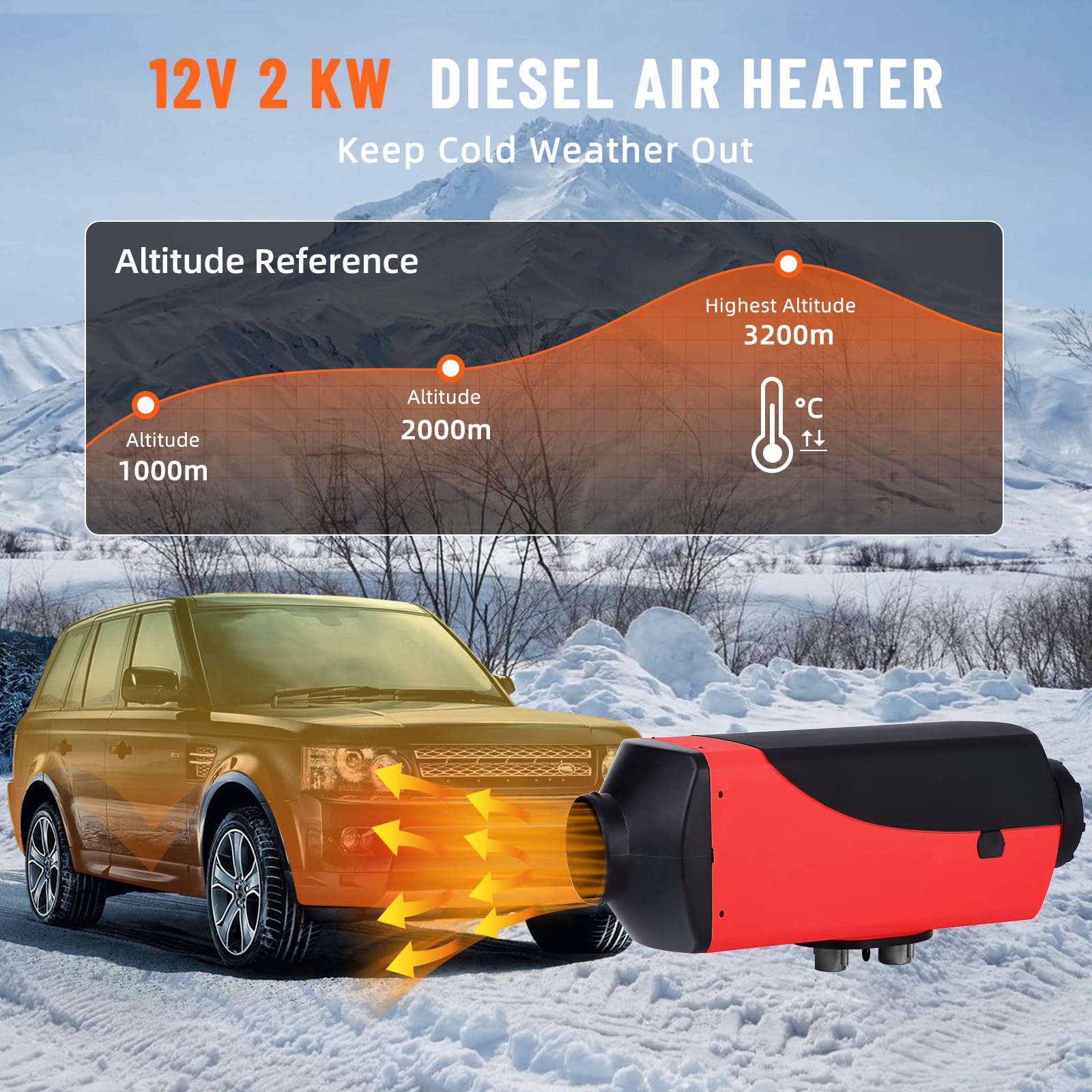 12V Diesel Heater 2KW/5KW/8KW with LCD & Remote, 9L Muffler - GARVEE