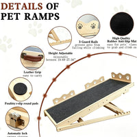 Garvee Wooden Adjustable Dog Ramp for Bed Couch Pet Ramp for Small or Large Dog with Non-Slip Surface Portable Dog Car Ramp for SUV Car. RVs & Truck. Up to 250 LBS