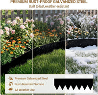 Garvee Metal Garden Edging 40" x 8" (6 Pack) – Bendable Heavy-Duty Galvanized Steel Landscape Border with Hammer-In Stakes, Rustproof for Lawn, Flower Beds & Pathways