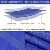 Boat Cover, 600D Waterproof Trailerable Marine Grade Polyster Canvas Fits V-Hull, Tri-Hull Fishing Boat, Runabout, SKi Boat, Bass Boat, up to (Length 23ft-24ft Beam Width Up to 102 Inch)