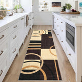Garvee Modern Brown 2x6 Runner Rugs, Abstract Circle Design Kitchen Rug Non Slip Washable Area Rug Soft Accent Rug Living Room Rug Throw Rugs for Bathroom Bedroom - Brown