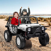 Garvee Ride - P Series: 2-Seater Ride On Truck for Kid, 24V Battery Powered Kids Car with Remote Control, 19" Extra Wide Seat, 2 Motors, Led Light, Enhanced Suspension - White