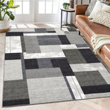 Garvee Modern Rug Washable Rug 3x5 Geometric Area Rug Patchwork Pattern Rugs for Living Room Non Slip Carpet Low Pile Office Rug Block Pattern Area Rugs Indoor Outdoor Rug Brown Floor Cover - Brown