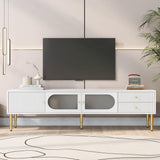 Garvee TV Stand With Storage Cabinet Drawers For TVs Up To 80" White 66.90 x 13.80 x 19.70" Easy Assembly - White