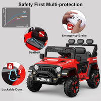 Garvee Ride - P Series: 3-6, Ride on Car with 2.4G Remote Control, 12V Battery Powered Electric Car for kids with 3 Adjustable Speeds, Soft Start, Battery Display, Music, Red