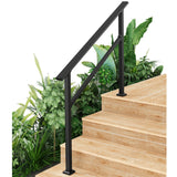 Garvee 4-Step Metal Handrail – Outdoor Stair Railing for Steps with Black Finish - Black