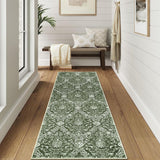 Garvee Vintage Rug 2x6 Runners Rug for Hallways, Washable Medallion Area Rugs Hallway Door Mat with Non-Slip Backing Entryway Rug Floor Carpet for Entrance Bedroom Kitchen, Green - Green