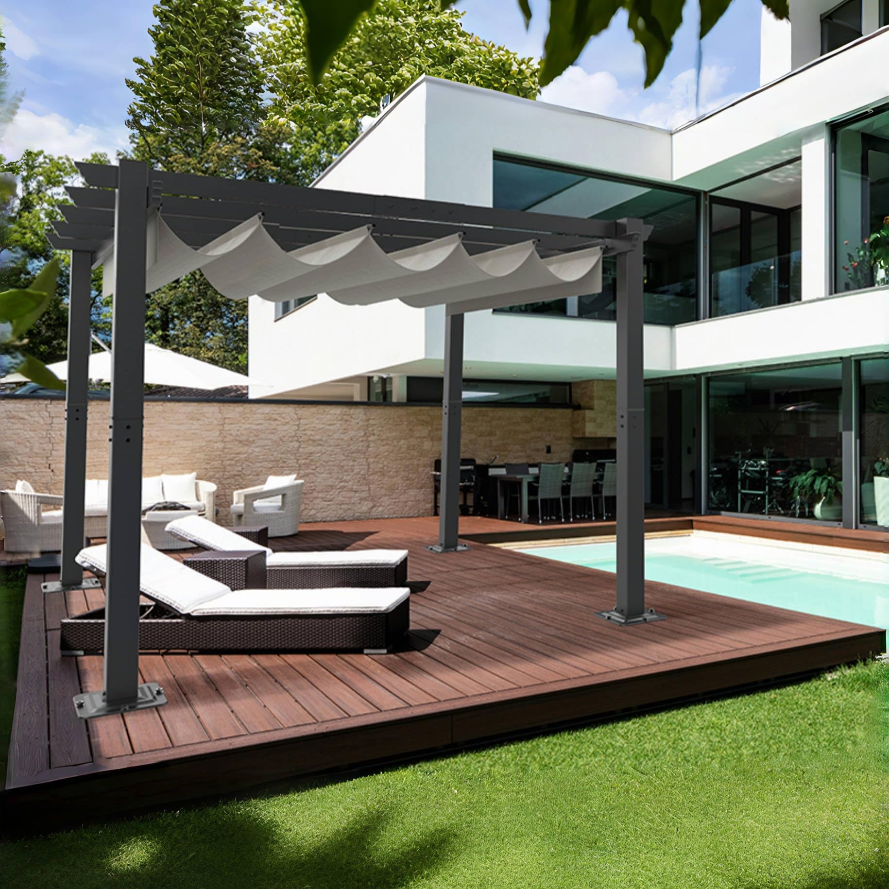 Home Depot 10x13 Pergola 10x13ft Retractable Pergola Aluminum