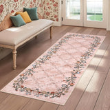 Garvee Floral Pink 2x6 Washable Runner Rugs for Hallway: Modern Floral Non Slip Large Runner Rugs for Kitchen, Large Machine Washable Hallways Low Pile Carpet with Non-Slip Backing - Pink