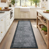 Garvee Washable Runner Rug 2x6, Geometric Non Slip Hallway Runner Rug for Entryway Kitchen Bedroom, Dark Grey - Dark Gray