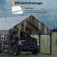Garvee 12x25 FT Metal Carport Oversized Reinforced Frame Steel Roof Rust-Resistant Triple Coated All-Weather Shelter for Trucks Boats Tractors