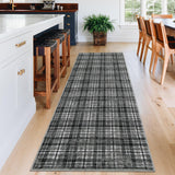Garvee Plaid Grey 2x6 Washable Runner Rug Non Slip Rug Low Pile Kitchen Rug Modern Plaid Rug Entryway Carpet Ultra Soft Throw Rug for Bedroom Living Room Laundry Room - Gray