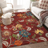 Garvee Modern Floral Washable Area Rug - Non-Slip, Low Pile, Premium Polyester, Stain & Water Resistant, for Living Room, Bedroom, Kitchen - Gray