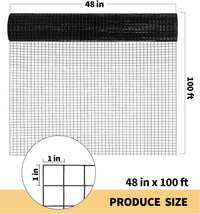 Black Hardware Cloth 15 Gauge 48" x 100' Vinyl Coated and Galvanized Alloy Steel Wire Mesh Roll, 1:1inch Chicken Wire Fencing Mesh, Wire Fence Roll for Garden Pet/Poultry Enclosures Protection