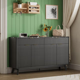 Garvee 60'' Sideboard Buffet Cabinet With 2 Drawers & 4 Doors, Adjustable Shelves, Large Storage, Wood, Multi-Use, White - Black