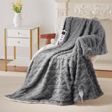 Garvee Heated Throw Blanket, 50''x60'' Fast Heating Blanket Throw, Soft Sherpa Tufted Thick Electric Blanket with 10 Heating Levels and 10 Time Settings, Machine Washable, Gray - grey