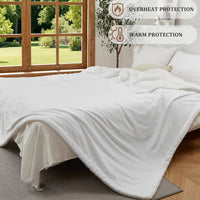 Garvee Electric Blanket King Size with Dual Control, Waffle Heated Blankets with ETL Certified, Soft Flannel, 4 Heat Levels, 10 Hours Auto Off, White, 90"x100"