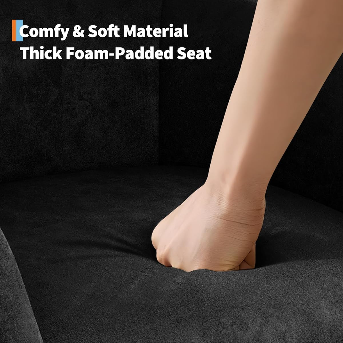 Garvee Accent Chair Club Chair Cozy Armrest Upholstered Velvet Barrel Chair with Solid Legs for Living Room Bedroom Study Waiting Room, Black