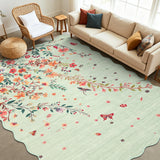 Garvee Large Floral Area Rugs Non Slip Washable Scalloped Rugs for Living Room Bedroom 10x13 Green - Green