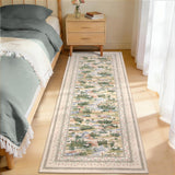Garvee Beige Botanical Kitchen Runner Rug 2x6, Washable Non Slip Low Pile Indoor Carpet, Floral Nature Pond Rug for Hallway Entryway Bedroom Farmhouse Decor - Beige