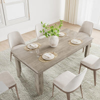 Garvee Farmhouse 71" Wood Rectangular Dining Table with L-Shaped Legs Suitable for 6-8 People for Dining Room, Grey