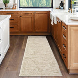 Garvee Washable Runner Rug 2x6 Runners Entryway Rug Floral Non Slip Kitchen Rugs Bathroom Rugs Taupe Bedroom Rug Throw Rugs Soft Stain Resistant Carpet for Laundry Hallway 2'x6' Taupe - Taupe