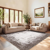 Garvee 6x9 Abstract Painted Pattern Thin Indoor Rug, Soft Low Pile Area Mat, Brown for Living Room Bedroom Hallway Study - Coffee