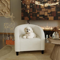 Garvee Accent Barrel Chair Boucle Club Chair with Sherpa Upholstery, Ergonomic Support, Durable Plastic Legs, Easy Assembly, for Living Room Bedroom, Beige