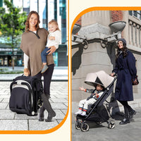 Lightweight Travel Stroller, Compact, Airplane-Friendly, One-Hand Fold, Reclining Seat, Canopy