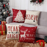 Garvee Christmas Decoration Pillow Covers 18 x18 Set of 4 Farmhouse Decorative Throw Pillows for Home Deer Rustic Xmas Tree Pillow Cases Winter Holiday Decor Throw Cushion Cases for Sofa Couch