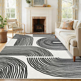 Garvee Abstract 10x13 Area Rugs, Soft Washable 5x7 Rugs for Living Room Bedroom, Non Slip Ultra Thin Accent Large Carpet, Black - Black