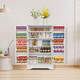 Garvee 42" Kitchen Pantry Cabinet with Doors, Adjustable Shelves, Wooden Storage, Compact White Buffet for Small Space