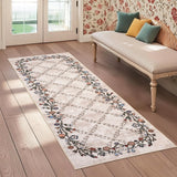 Garvee Floral Beige 2x6 Washable Runner Rugs for Hallway: Modern Floral Non Slip Large Runner Rugs for Kitchen, Large Machine Washable Hallways Low Pile Carpet with Non-Slip Backing - Beige