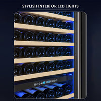Garvee Dual Zone Freestanding Wine Fridge 24" - 154 Bottle Capacity, Built-In Wine Cooler Refrigerator With Safety Child Lock for Red, White, Champagne, or Sparkling Wine - Stainless Steel
