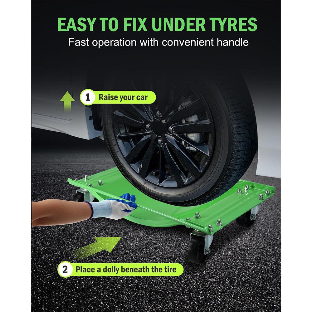 Garvee Heavy Duty Car Dolly Set of 4 – Effortless Vehicle Moving for Cars & Trucks, Extra Large 23.8"x14.4", Green