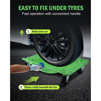 Garvee Heavy Duty Car Dolly Set of 4 – Effortless Vehicle Moving for Cars & Trucks, Extra Large 23.8"x14.4", Green