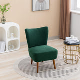 Garvee Armless Accent Chair With Rubber Wooden Legs Modern Upholstered Corner Side Chair For Living Room Bedroom Office Hotel Green - Green