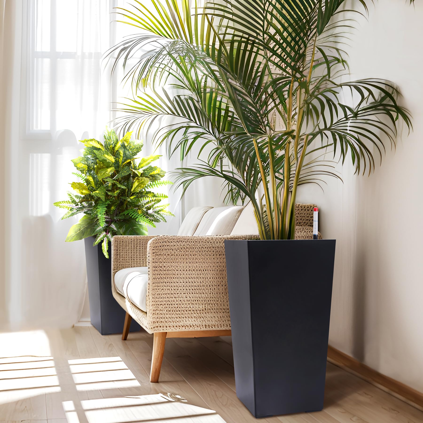 Garvee Large Outdoor Tall Planter Black Flower Pots, 23