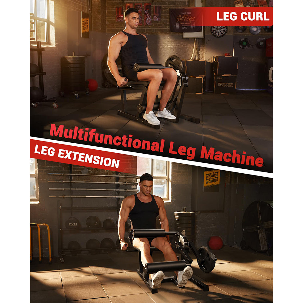 Garvee Leg Extension and Curl Machine 4 in-1 Leg Press Home Gym Adjustable 700 LBS Red and Black