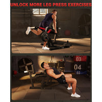 Garvee Leg Extension and Curl Machine 4 in-1 Leg Press Home Gym Adjustable 700 LBS Red and Black