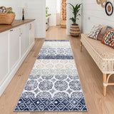 Garvee Soft High-Density Washed Back Carpet With Plain Brocade Pattern For Living Room And Bedroom, Foldable, Polyester Velvet, Modern Home Décor - Blue