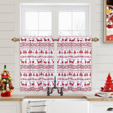 Garvee Christmas Short Curtains, Canvas White Snowflakes Christmas Tree Deer Tier Curtains Blackout Rod Pocket Drapes for Short Window Cafe Curtain Tiers, 2 Panels, White, 26" W x 36" L - White Canvas Tiers